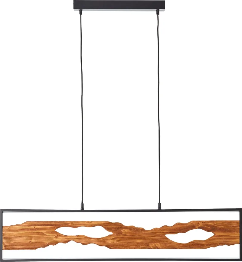 LED hanglamp 100cm zwart/hout, aluminium/metaal/hout LED hout hanglamp, plafondlamp LED hanglamp hout hanglamp eettafel, lamp hout woonkamerlamp LED Verstelbare Lamp by Brilliant in Multicolour – product photo