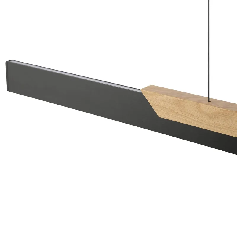 LED-Hängelampe Arcus, schwarz/braun Länge 121 cm Metall/Holz von Brilliant in Schwarz, Braun – Produktfoto