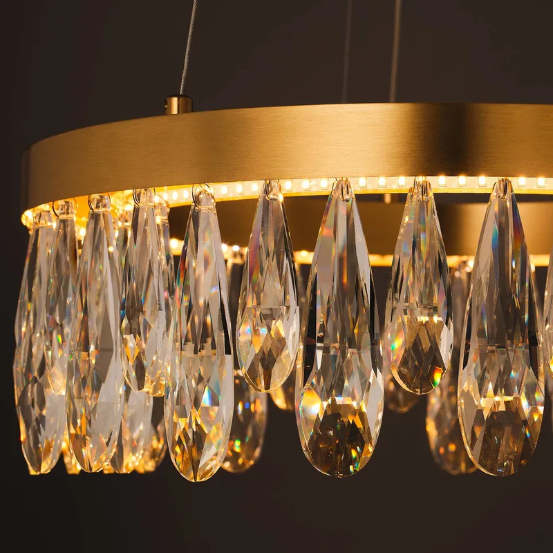 LED hanglamp Celestia, Ø 40 cm, messingkleurig, kristal de Brilliant en Laiton, Helder – photo produit