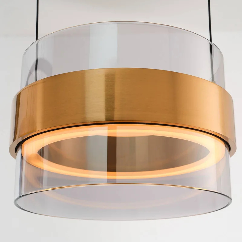 LED hanglamp Inside, messingkleurig/rookgrijs, Ø 22 cm fra Brilliant i Rookgrijs, Messing, Sort – produktbillede