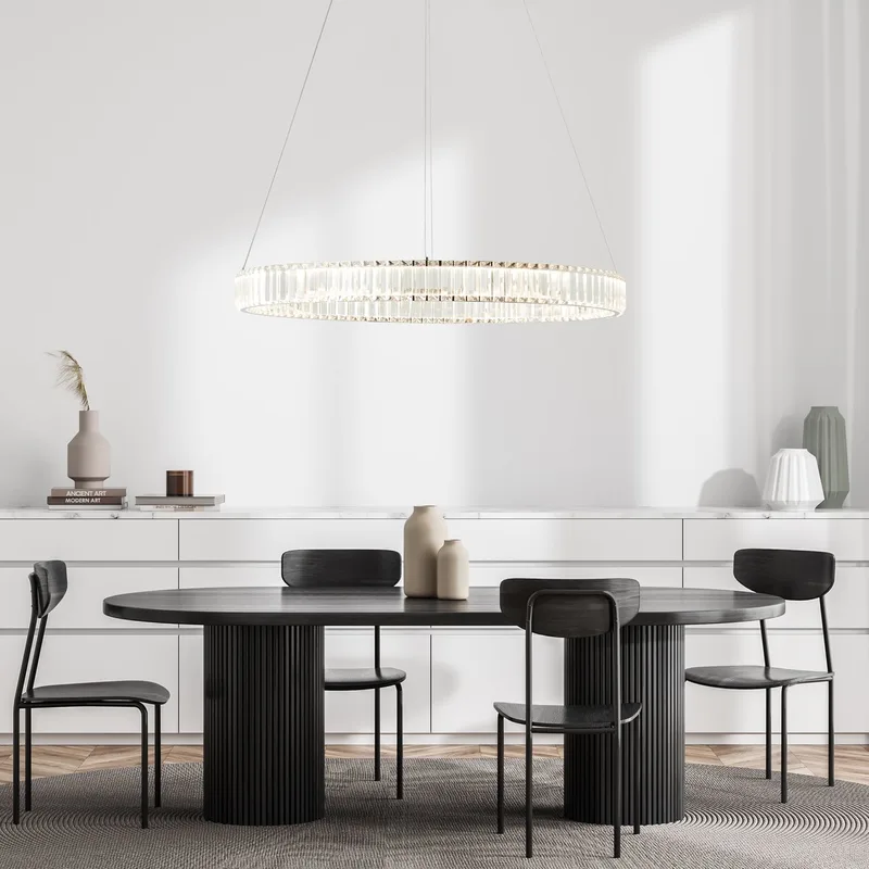 LED hanglamp Queen 80cm aluminium/kunststof afstandsbediening Intern dimbaar via afstandsbediening 50 W LED geïntegreerd (lichtstroom: 6000lm, lichtkleur: 3000-6500K) by Brilliant in Chrome – product photo