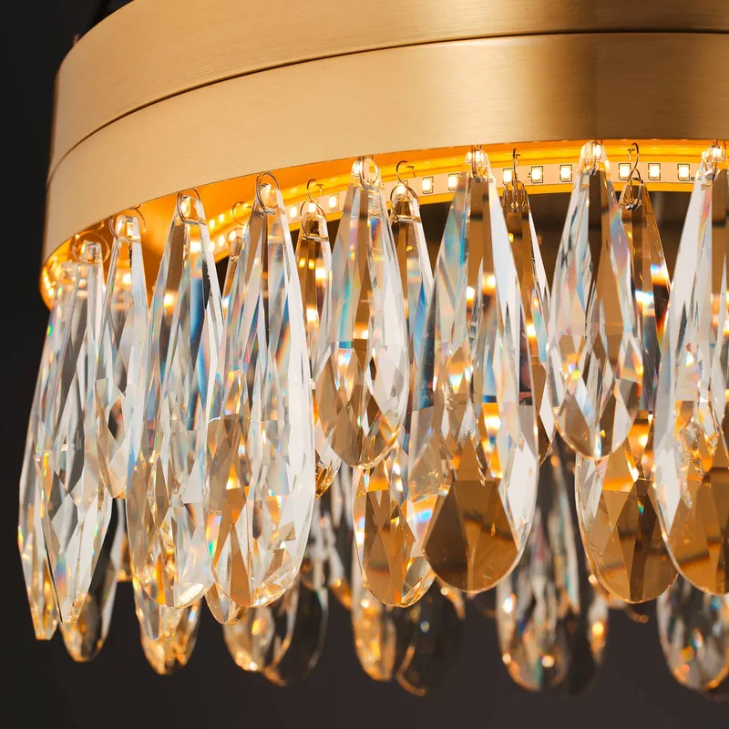 LED plafondlamp Celestia, Ø 40 cm, messingkleurig, kristal von Brilliant in Messing, Helder – Produktfoto