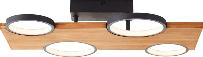 Led plafondlamp Cheesy 28W - G99937/76 de Brilliant en Mat zwart, Hout – photo produit