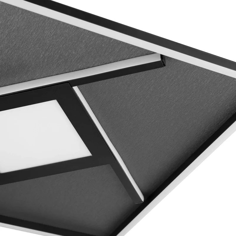 LED plafondlamp Hardy, lengte 46 cm metaal/stof de Brilliant en Zwart mat – photo produit