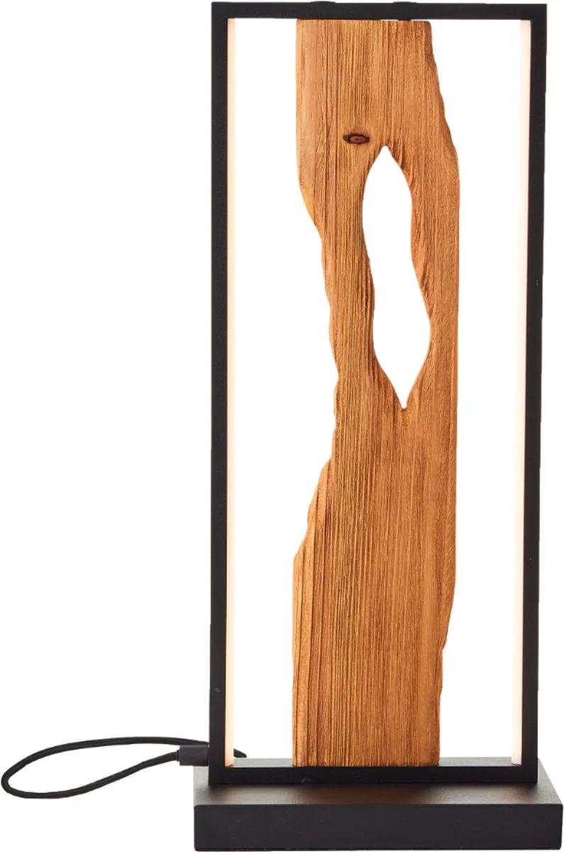LED tafellamp 50cm Brilliant tafellamp LED tafellamp zwart/hout, aluminium/metaal/hout, decoratieve lamp hout met snoer, decoratieve tafellamp, moderne lamp, houten bureaulamp, 1x LED geïntegreerd de Brilliant en Multicolore – photo produit