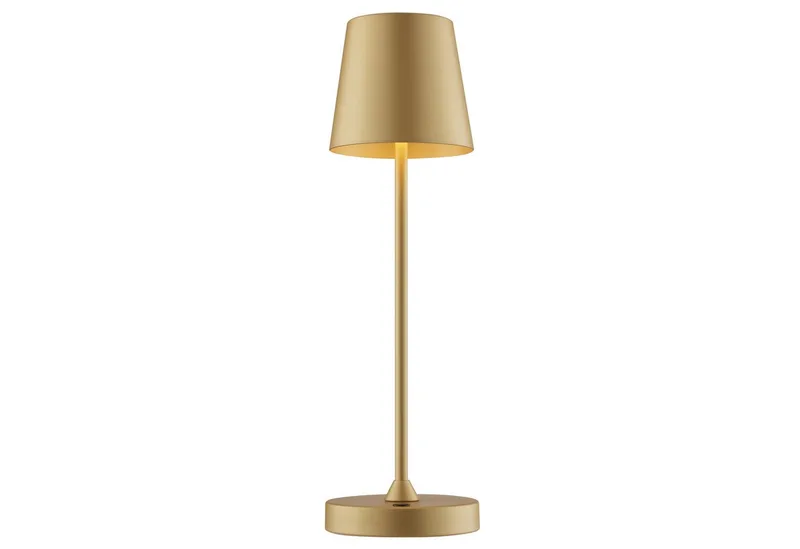 LED Tischleuchte Elora, Dimmfunktion, USB-Ladefunktion, LED fest integriert, Warmweiß, LED Akku Leuchte, 220 lm, 2700 K, Wireless Charging, dimmbar från Brilliant i Guld – produktbild 1 av 5