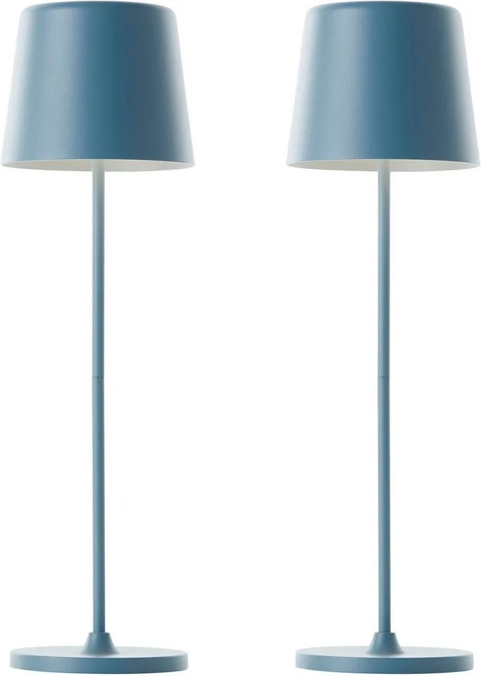LED Tischleuchte Kaami - mobile LED Außen Akku Tischlampe 2er-Set, Dimmfunktion, mehrere Helligkeitsstufen, LED fest integriert, Warmweiß, 310 lm, Touchdimmer, USB, Akku, Outdoor, Indoor, Akkuleuchte 37cm hoch de Brilliant en Bleu – photo produit