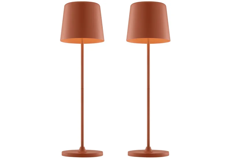 LED Tischleuchte Kaami - mobile LED Außen Akku Tischlampe 2er-Set, Dimmfunktion, mehrere Helligkeitsstufen, LED fest integriert, Warmweiß, 310 lm, Touchdimmer, USB, Akku, Outdoor, Indoor, Akkuleuchte 37cm hoch från Brilliant i Brun – produktbild