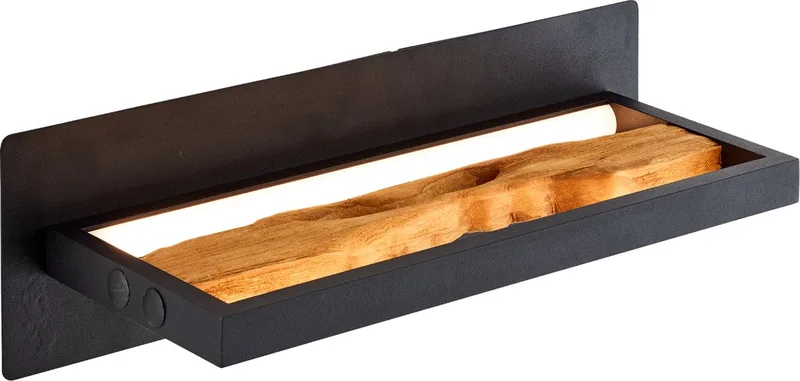 LED wandlamp hout 35 cm zwart/hout, aluminium/metaal/hout, LED wandlamp binnen hout, slaapkamerdecoratie, houten lamp Brilliant wandlamp, lamp slaapkamer 1x LED geïntegreerd 9,5 W by Brilliant in Multicolour – product photo