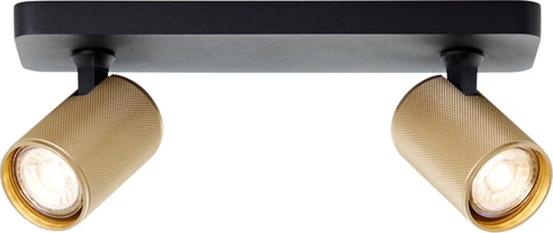 Marty - Plafondspot - GU10 2x5W 3000K - Zwart/Goudkleurig de Brilliant en Or – photo produit