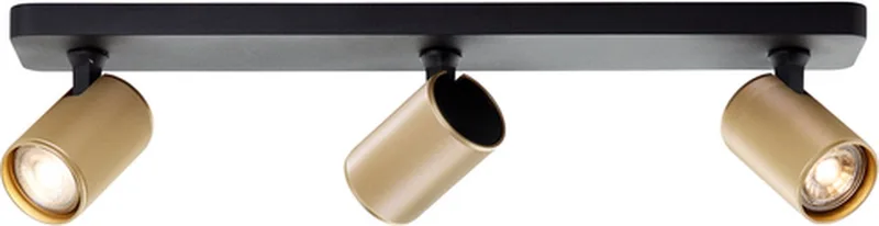 Marty - Plafondspot - GU10 3x5W 3000K - Zwart/Goudkleurig de Brilliant en Or – photo produit