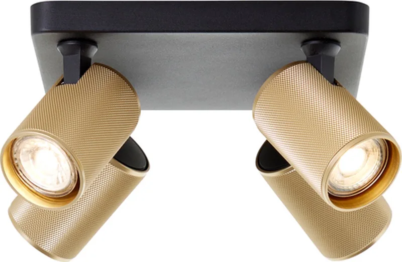 Marty - Plafondspot - GU10 4x5W 3000K - Zwart/Goudkleurig de Brilliant en Or – photo produit