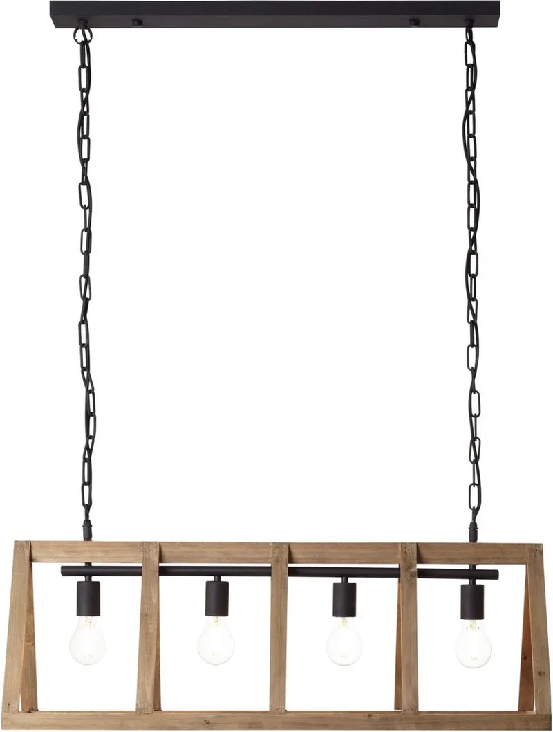 Matrix Nature - Hanglamp 4 lichts - Antiek Hout - Zwart Korund - Dimbaar de Brilliant en Gris – photo produit