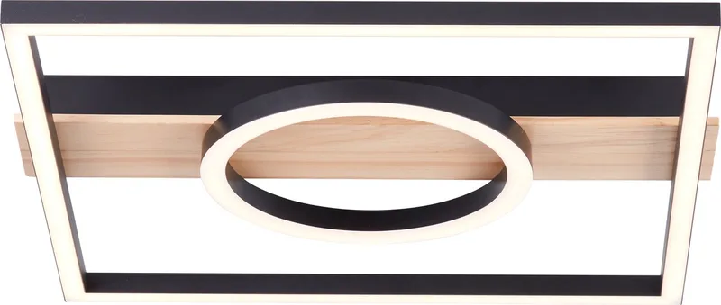 Maureen - Plafondlamp - LED 24W - 3000K - Zwart de Brilliant en Hout – photo produit