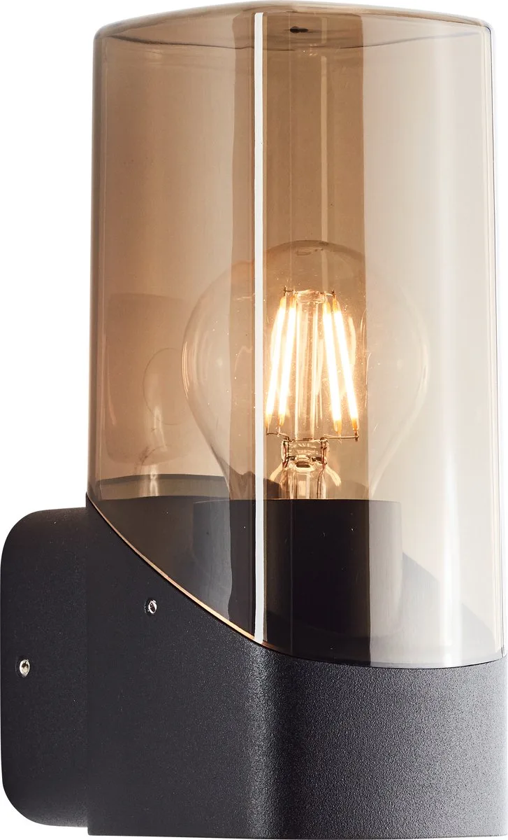 MINOU Buitenwandlamp E27 max 1x10W - Zwart/Smoke Glas de Brilliant en Blanc – photo produit