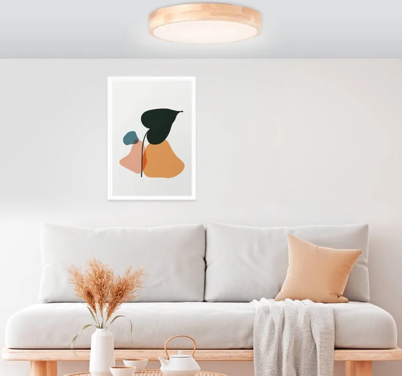 Moreen LED plafondlamp 34cm hout/kunststof/metaal, 1x 14W LED geïntegreerd, (lichtstroom: 1300lm, lichtkleur: 3000-4500K) de Brilliant en Hout – photo produit