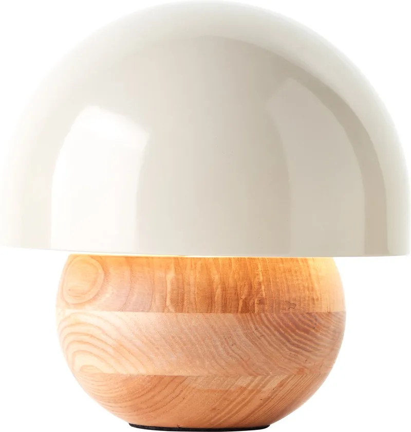 Nalam tafellamp 20cm licht hout/grijs metaal/hout snoer schakelaar 1x D45, E14, 40 W, Geschikt voor hanglamp (niet inbegrepen) fra Brilliant i Hout licht, Grå – produktbillede