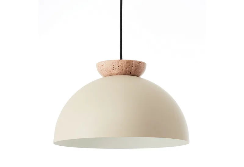 Pendelleuchte Nalam, ohne Leuchtmittel, 173 x 35 cm, E27, kürzbar, Metall/Travertin, beige fra Brilliant i Beige, Grå – produktbillede