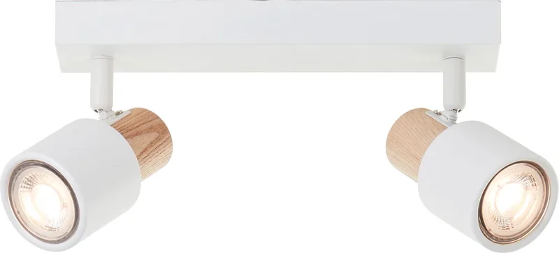 Pini - Plafondspotbalk - GU10 max 2x10W - Wit/Hout fra Brilliant i Wit Mat – produktbillede