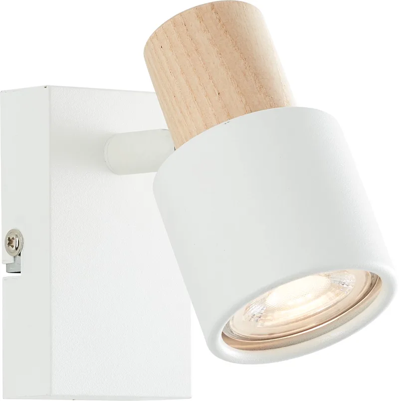 Pini - Wandlamp - GU10 max 1x10W - Wit/Hout fra Brilliant i Hvid, Licht hout – produktbillede