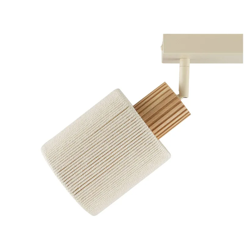 Plafondlamp Arlo, beige, textiel, lengte 62 cm, 2-lamps från Brilliant i Beige, Houtkleur – produktbild