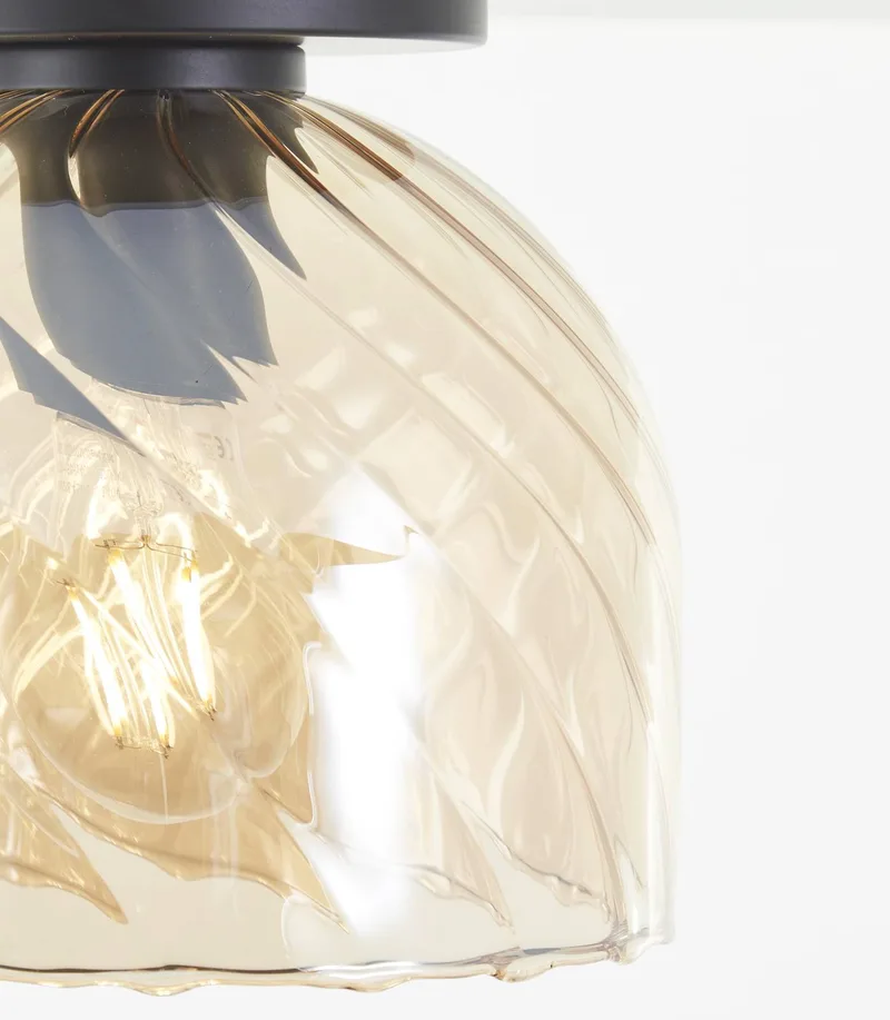 Plafondlamp Casto, Ø 19 cm, barnsteen, glas från Brilliant i Svart, Amber – produktbild