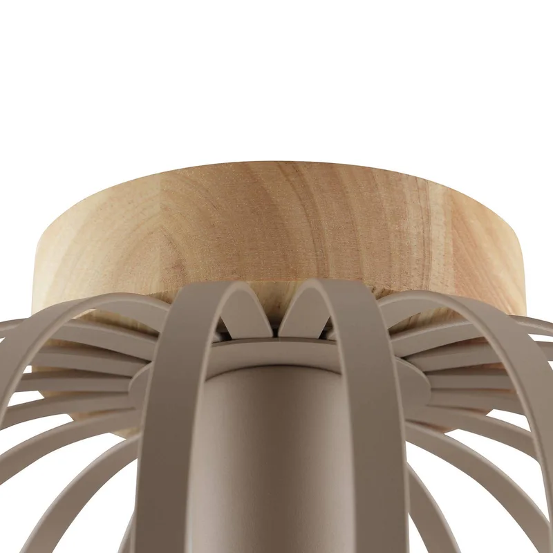 Plafondlamp NORDIC CAGE, taupe, hout, Ø 25 cm, E27 från Brilliant i Taupe, Houtkleur – produktbild