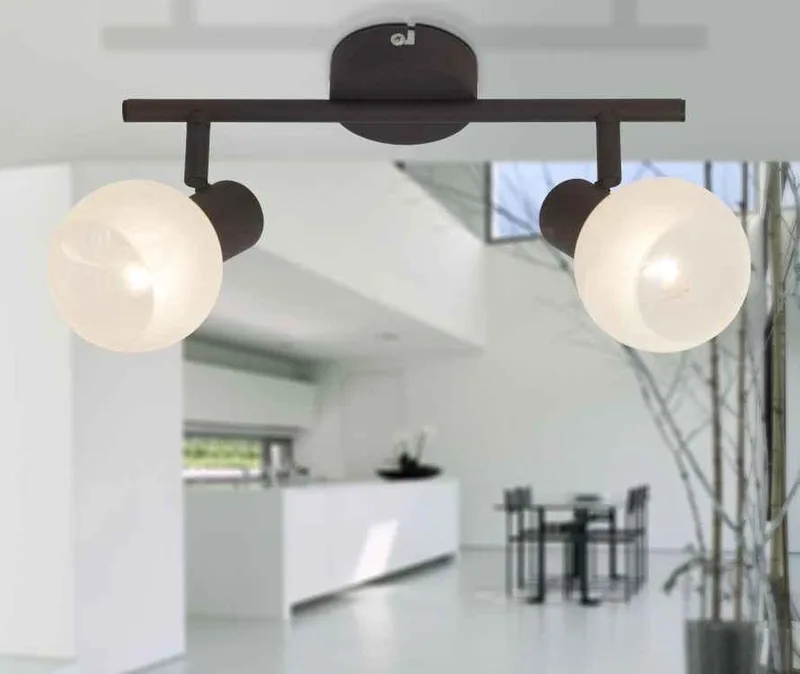 Plafoniere GABON - Plafondlamp de Brilliant en Wit Bruin – photo produit