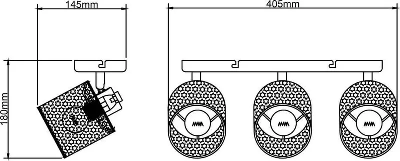 Raffy spot 3-vlammig naturel/zwart, metaal/zeegras, 3x D45, E14, 28 W fra Brilliant i Flerfarvet – produktbillede