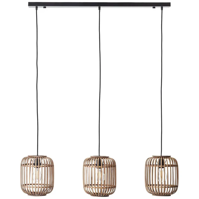 Rotan hanglamp "Woodrow" 3-lichts de Brilliant en Zwart Bruin – photo produit