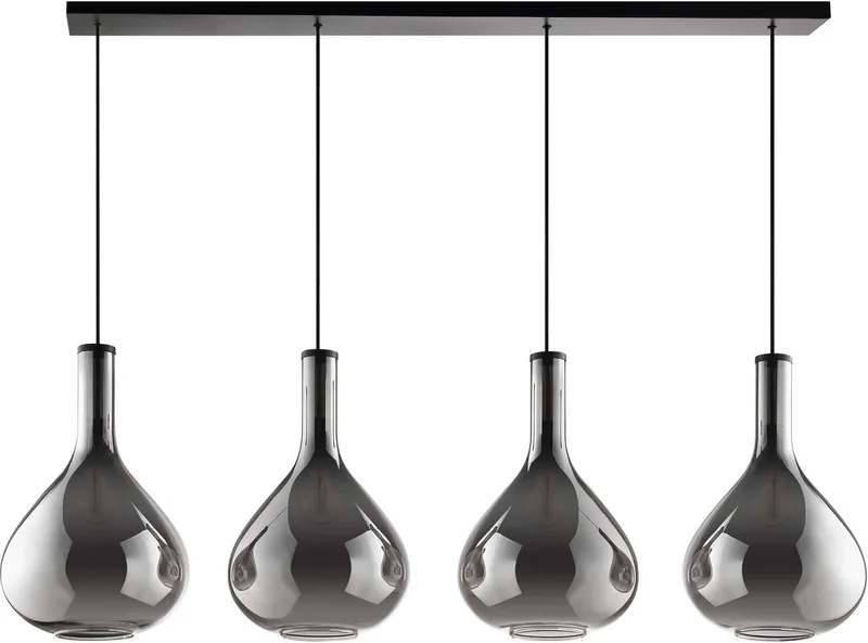 Sander - Hanglamp - 4-lichts - E27 - Zwart/Smoke glas by Brilliant in Black – product photo