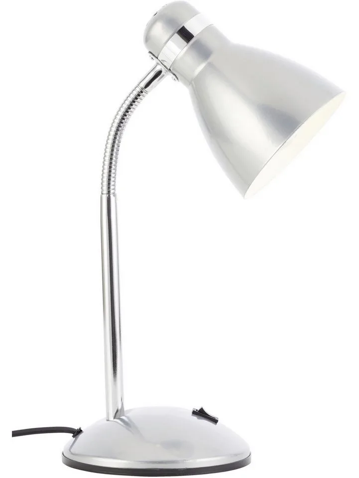 Schreibtischlampe Brilliant Tischleuchte Allison 42 x 14 cm E27, mit, Ohne Leuchtmittel, Nicht dimmbar ohne Bewegungsmelder från Brilliant i Silver – produktbild