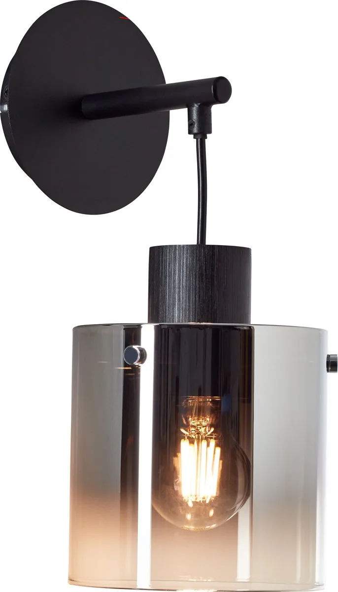Simonis - Wandlamp - E27 max 1x52W - Zwart/Gerookt Glas fra Brilliant i Grå – produktbillede