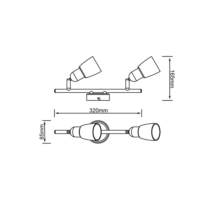 Sofia plafondspot, ijzer/chroom/wit, lengte 33 cm, 2-lamps. från Brilliant i Ijzer, Krom, Vit – produktbild