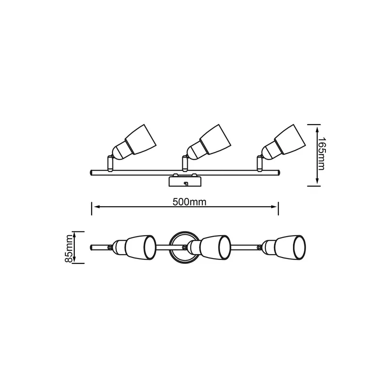 Sofia plafondspot, ijzer/chroom/wit, lengte 57 cm, 3-lamps. från Brilliant i Ijzer, Krom, Vit – produktbild