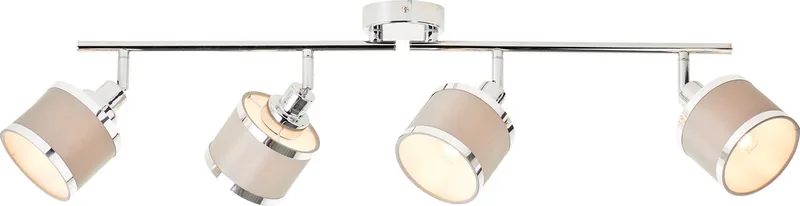 Spot Alexia 4-vlammig metaal/textiel 4x D45, E14, 28 W, Geschikt voor hanglamp (niet inbegrepen) de Brilliant en Chrome, Gris – photo produit