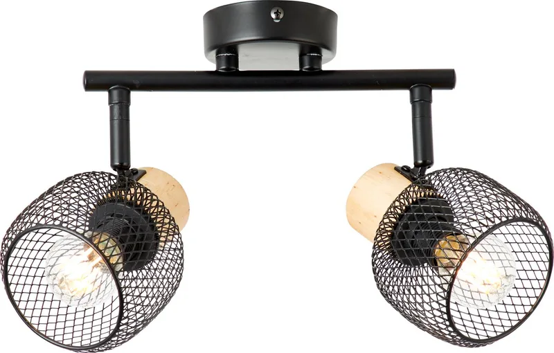 spotbuis 2-lamps, 38 cm, E14, draaibaar, metaal/hout, zwart/hout by Brilliant in Black – product photo