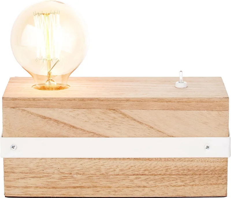 Tafellamp Whitewood 1-lichts hout/wit de Brilliant en Blanc – photo produit