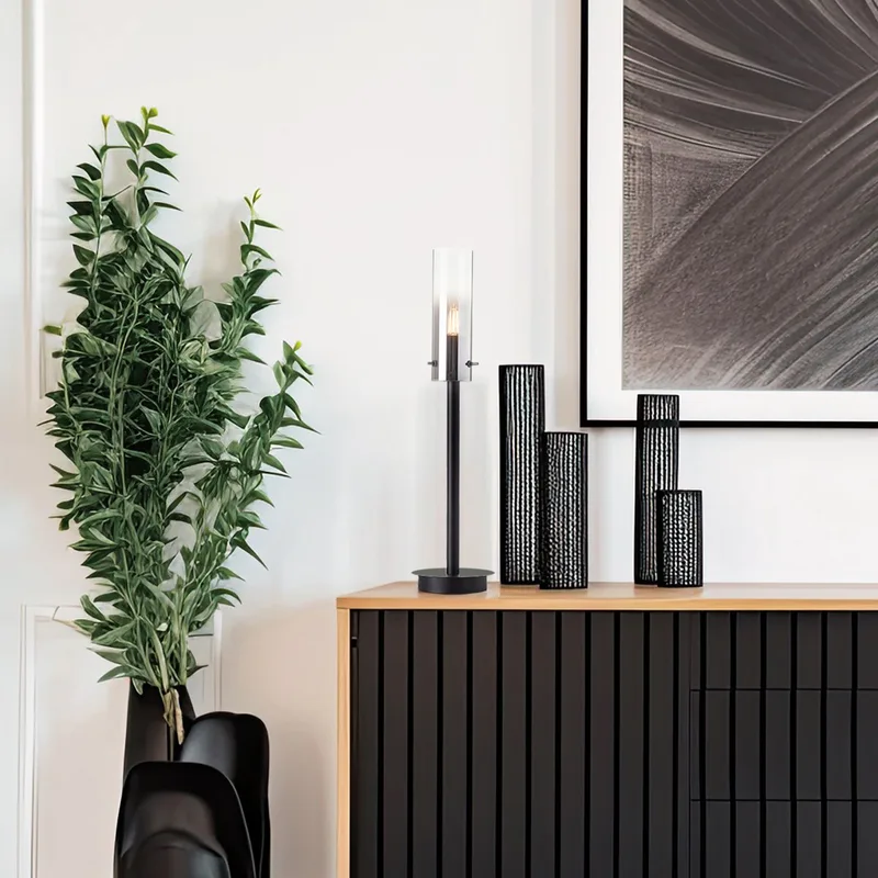 Tafellampje Glasini met smoke glas - 99207/06 by Brilliant in Black – product photo