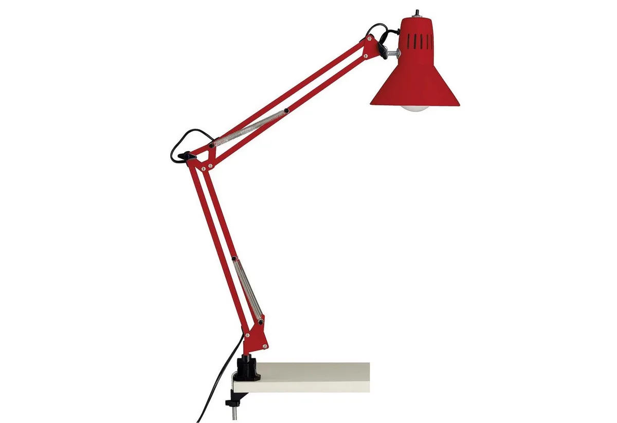 Tischleuchte HOBBY, ohne Leuchtmittel, 70cm Höhe, E27 max. 40W, schwenkbar, Metall, Druckschalter de Brilliant en Rouge – photo produit