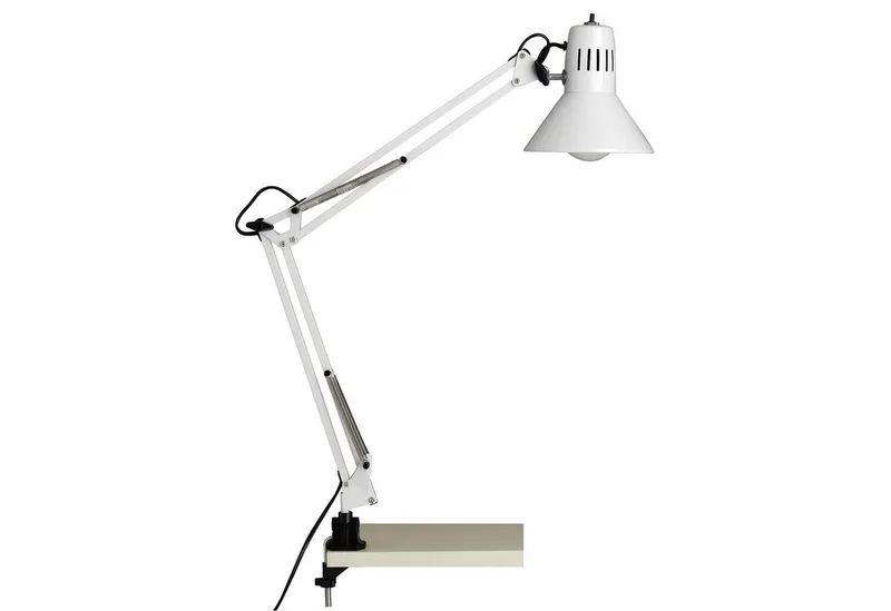 Bordslampa HOBBY, utan ljuskälla, 70cm höjd, E27 max. 40W, svängbar, metall, tryckknapp från Brilliant i Vit – produktbild