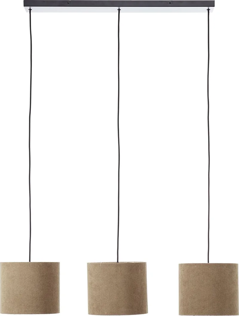 Tony - Hanglamp - 3-lichts - E27 max 3x25W - Ribstof de Brilliant en Gris – photo produit