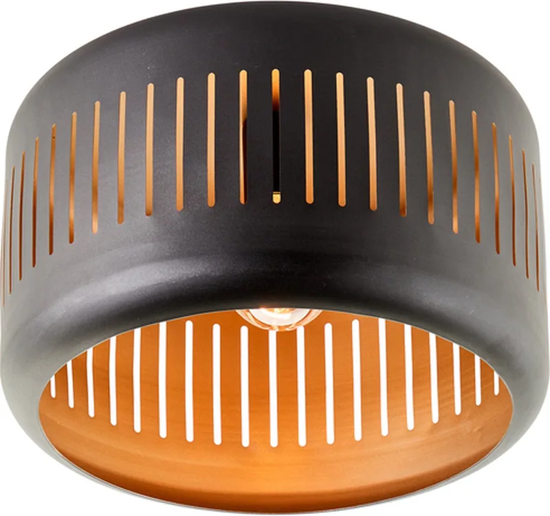 Tyas - Plafondlamp - E27 max 1x60W - Zwart/Goud by Brilliant in Black – product photo