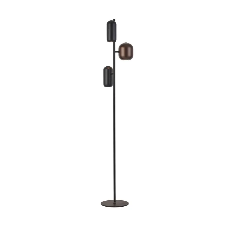 Vloerlamp Jane, hoogte 147 cm, zwart/bruin/groen, 3-lamps. fra Brilliant i Sort, Brun, Grøn – produktbillede