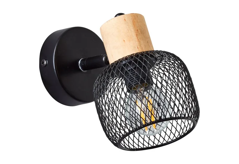Wandstrahler Giada, ohne Leuchtmittel, Wandlampe, 14,5 cm, E14, schwenkbar, Metall/Holz, schwarz/braun från Brilliant i Svart – produktbild