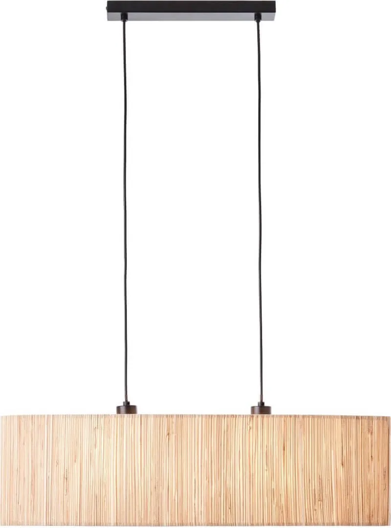 Wimea - Hanglamp - E27 max 2x40W - Zwart/Nature de Brilliant en Beige – photo produit