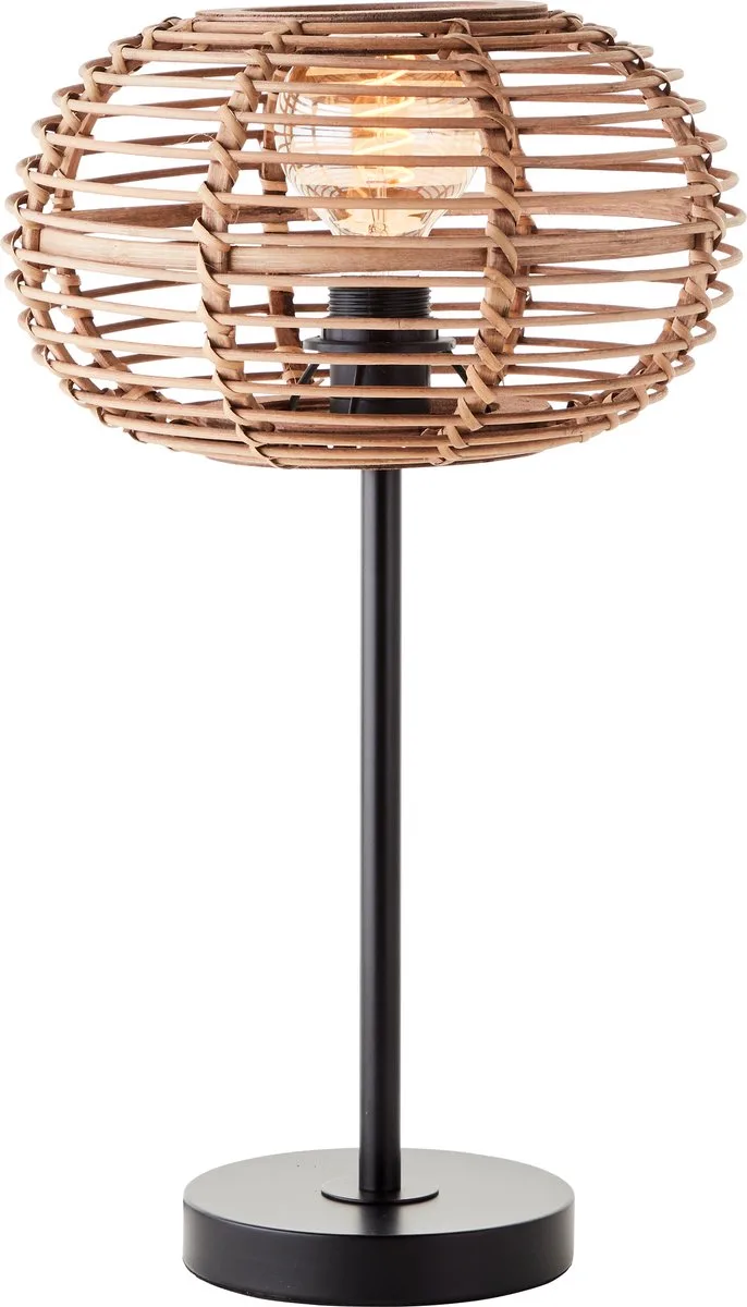Woodball - Tafellamp - E27 - max 1x40W - Zwart/Rotan de Brilliant en Rotan – photo produit