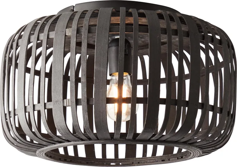 Woodrow - Plafondlamp - E27 max 1x60W - Hout/Zwart de Brilliant en Noir – photo produit