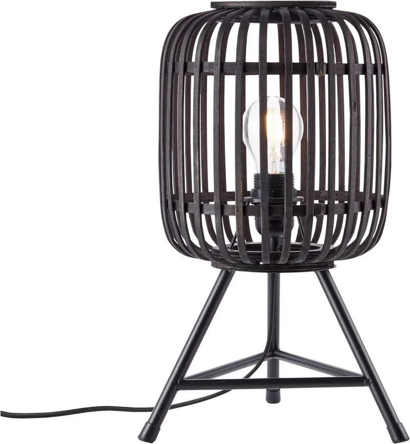 Woodrow - Tafellamp - E27 max 1x60W - Hout/Zwart fra Brilliant i Sort – produktbillede