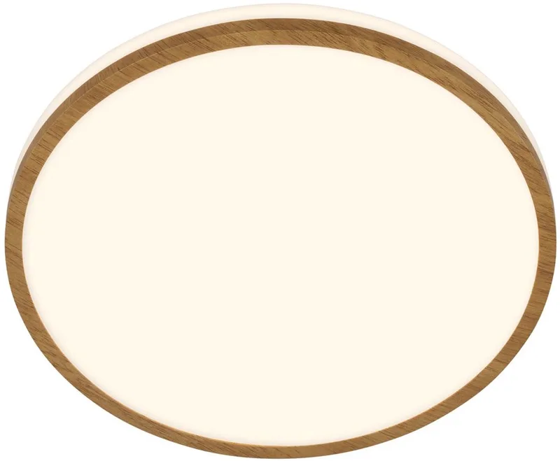 Acorus W – LED Badkamer Plafonniere – LED plafondlamp – badkamerverlichting – spatwaterdicht – warm wit licht – design – Ø28cm fra Briloner i Hout – produktbillede